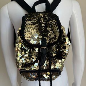 Victoria's Secret PINK Gold Sequin Mini Backpack Mid 2000s Bling Retro Y2K Rave